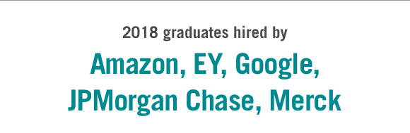 2018 graduates hired by Amazon, EY, Google, JPMorgan Chase, Merck